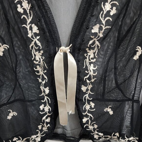 New York & Company Long Sleeve Sheer Mesh Cardigan Black Whimsigoth Witchy Sz XS - Picture 4 of 11